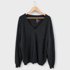 Roundtree‎ & Yorke Mens XL Charcoal Gray Cashmere Blend Sweater V-Neck Pullover